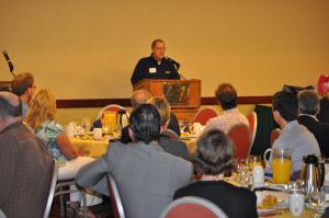 Dave Lawrence of Labor Ready, April's sponsor, discusssed using temporary employees to enhance business productivity.