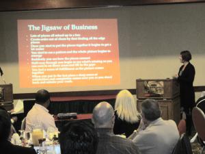 Marianne Emma Jeff of Women's Business Momentum Center sponsored the May Connection Breakfast.