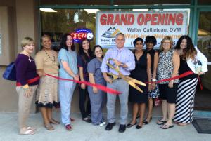 Dr. Walter Calleteau, DVM, cut the ribbon to celebrate the grand opening of Sierra Madre Animal Hospital.