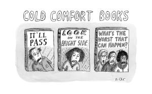 A new section coming soon to our favorite independent bookstore? Cold Comfort Bookshelves cartoon